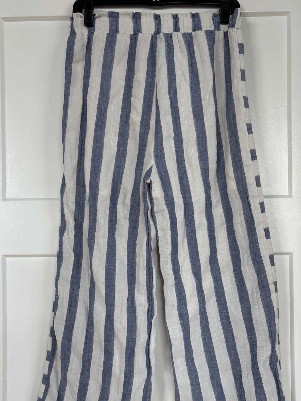 THML Women’s Blue and White Striped 100% Cotton Pants Size Medium